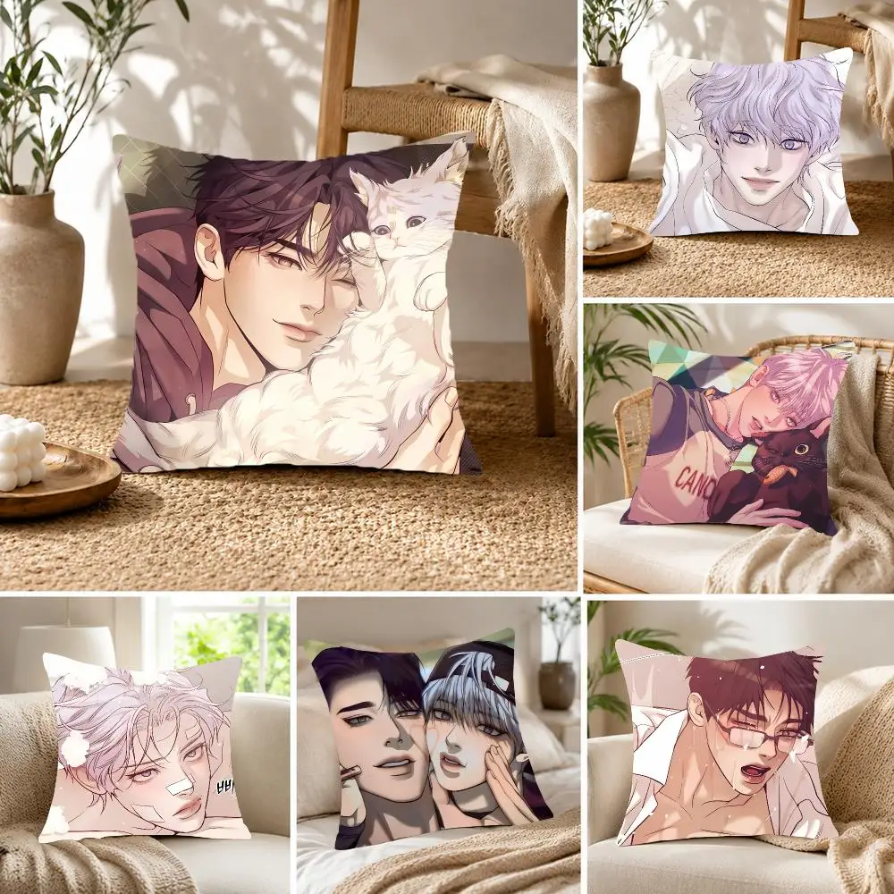 Sentimental Webcomic P-Pearl Boy Cushion Cover Fluffy velvet Nordic style plush Living room sofa decorative