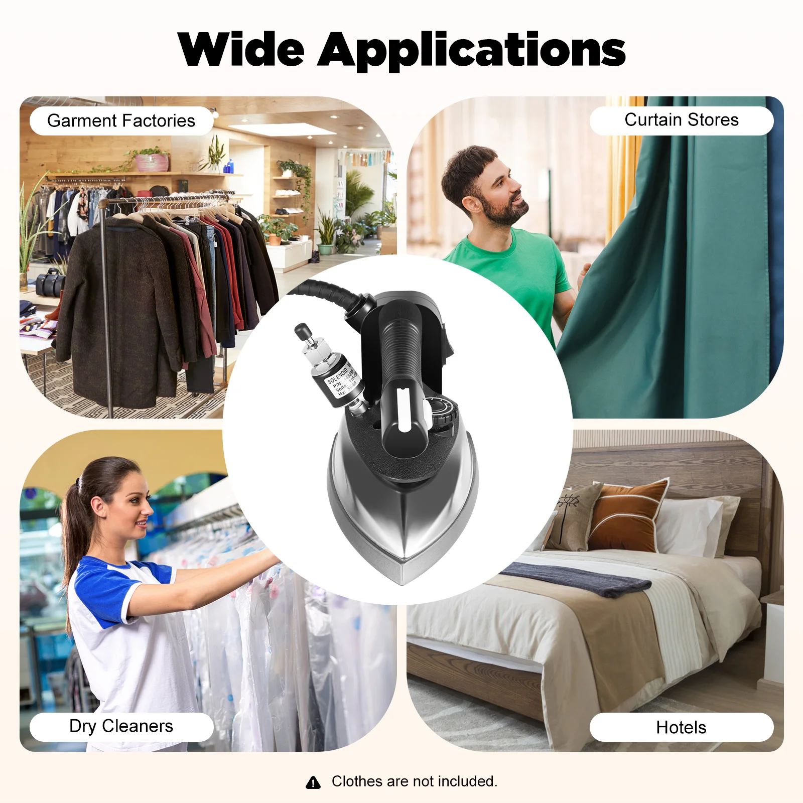 مكواة بخار كهربائية صناعية لتغذية الجاذبية 110 فولت 1200 وات 60 ~ 220 ℃   حديد الجاذبية