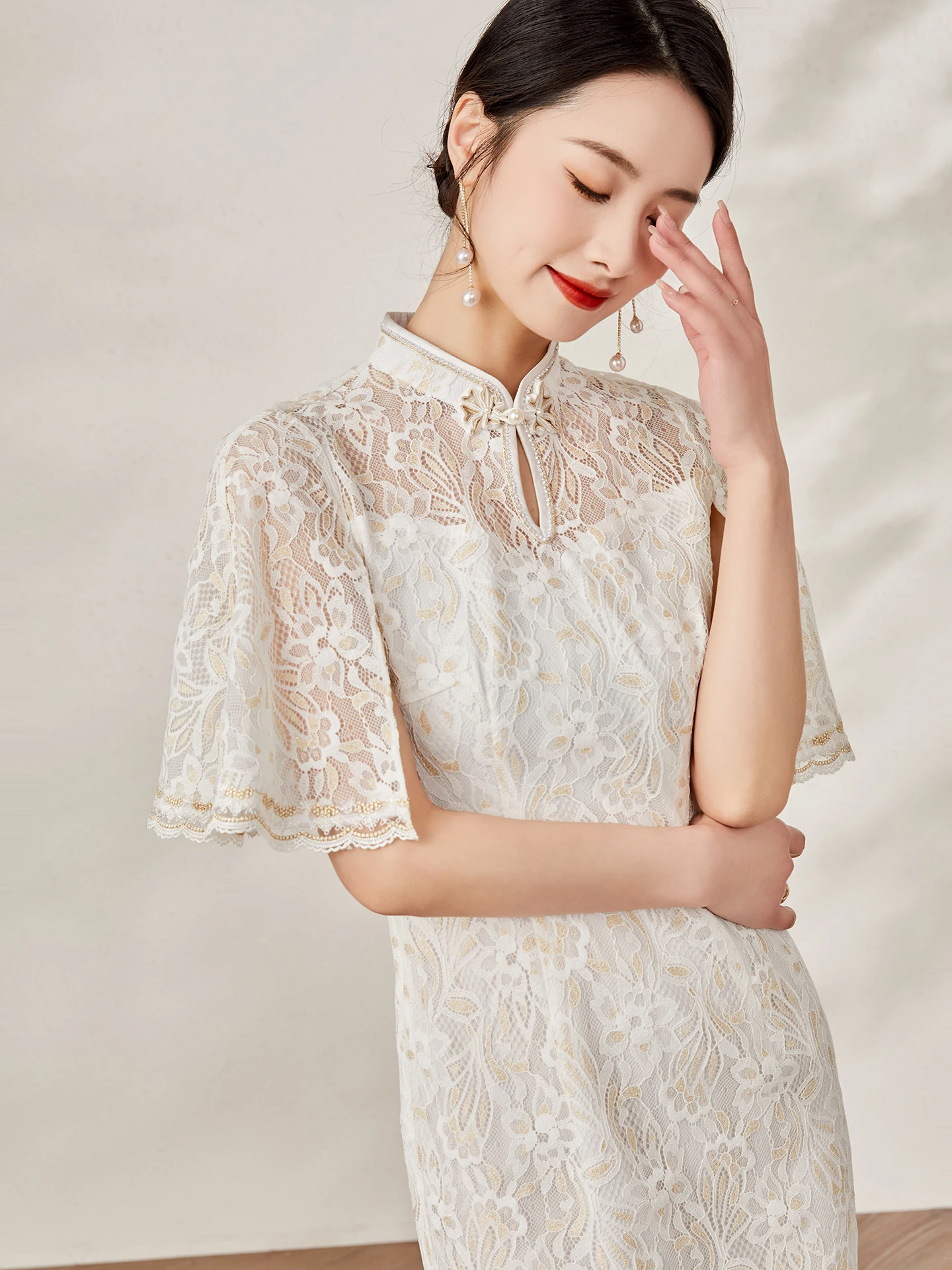 

Ele New Chinese Sle Slimming Waist Dr Women's Daily Wear 2025 Summer Young Sle Qipao Dr Breathable Polyester