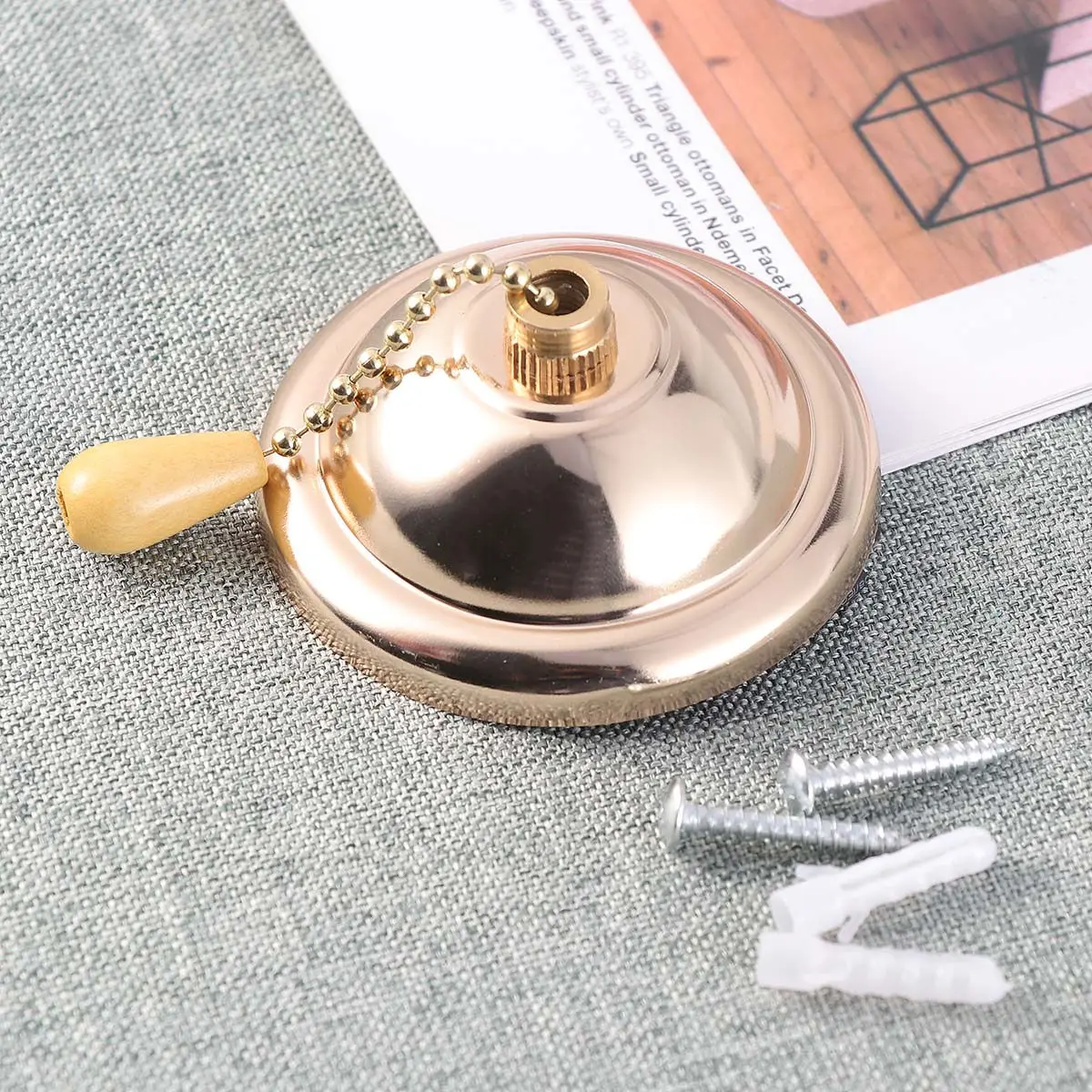 

Золотистый цепной выключатель для потолочного вентилятора, винтажный, прочный, железный, сменная деталь, комплект шнурков для вентилятора, для потолочного светильника