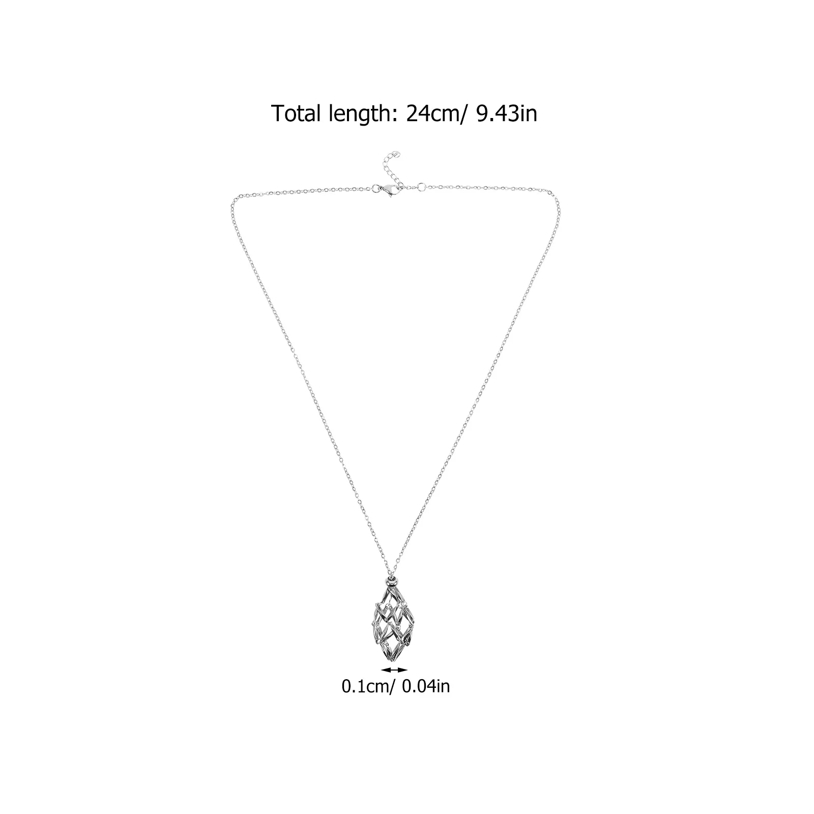 3Pcs DIY Necklace Stainless Steel Fishnet Cage Design Adjustable Length Stone Holder Pendant Jewelry Making Kit Necklace