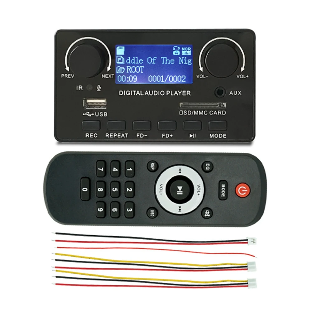 A57G-Bluetooth 5.0 MP3 Decoder Board Support Handsfree Recording FM DC 12V MP3 WMA WAV APE FLAC Audio Player for Car