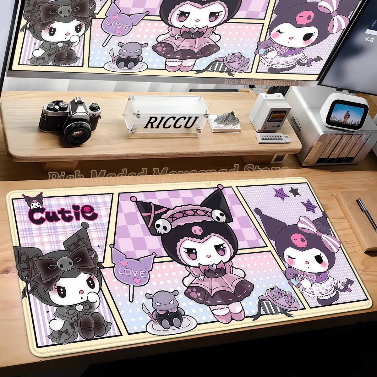 

Kuromi Goth Kawaii Large Mouse Pad 90x40cm Black Purple Computer Keyborad Non-Slip Desk Mat Cute Anime Desk Decrot Mausepad Rug