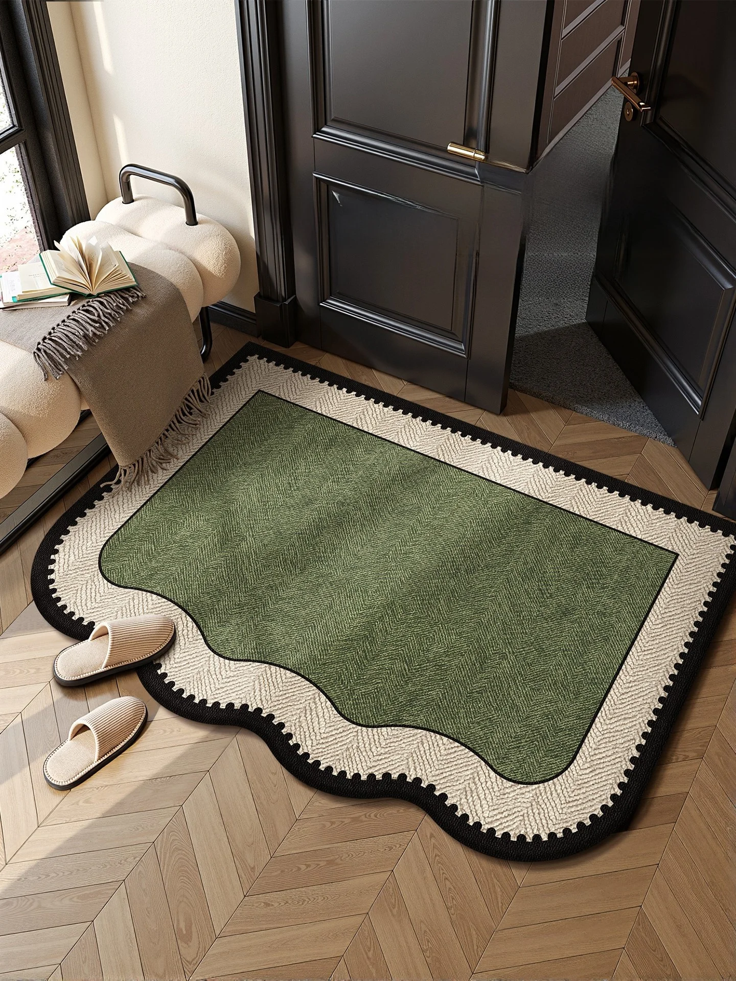 

Entrance Mat Indoor Door Mat Anti-Slip Dustproof Home oe Pad No-Wa l Door Mat French Sle Rectangular Living Room