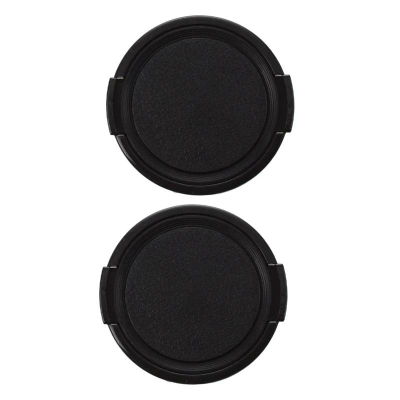 2X Camera Plastic Side Pinch Clip On Front Lens Cap Protective Cover Black 49Mm