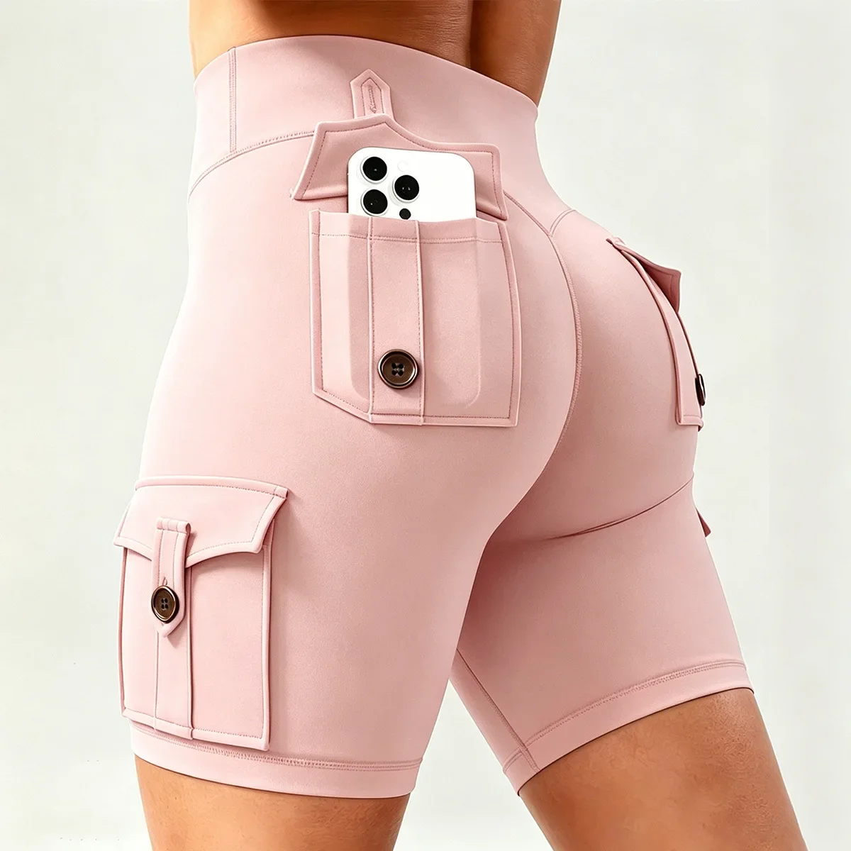 Women High Waist Yoga Shorts Pocket Sport Shorts Quick Dry Buttocks Lifting Free Shipping for Fitness Running Workout shorts