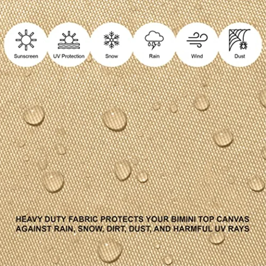 طقم إطار علوي 2 فيونكة بيميني لحماية مظلة القارب الخارجية مع أبعاد 66 لتر × 42 ارتفاع × 5362 واط باللون البيج متين UVR