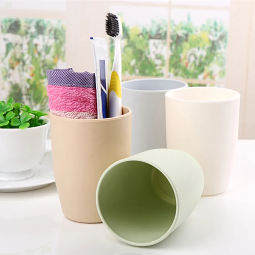 Break-Resistant Thickened Round Tooth Mug Bathroom Tumbler Cup for Coffee Water Milk Gargle Toothbrush Holder 201-300Ml White