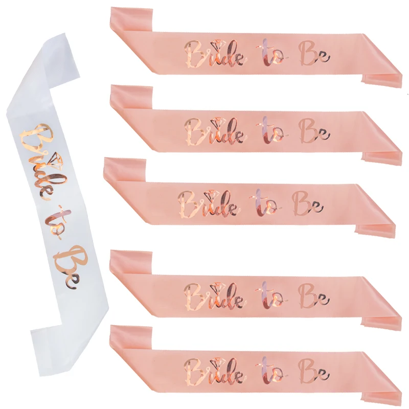 1Set Rose Gold Bride To Be Satin Sash Hairband Bridal Shower Wedding Decorations Hen Night Gifts Bachelorette Party Supplies