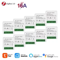 Tuya zigbee 3.0 interruptor de luz inteligente 16a módulo automação residencial inteligente diy disjuntor controle bidirecional via alexa google casa vida inteligente