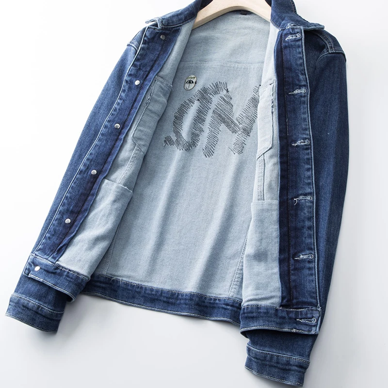 Spring and Autumn Japanese Trend 2024 New Denim Jacket Loose Large Stretch Versatile Men's Denim Top men jacket