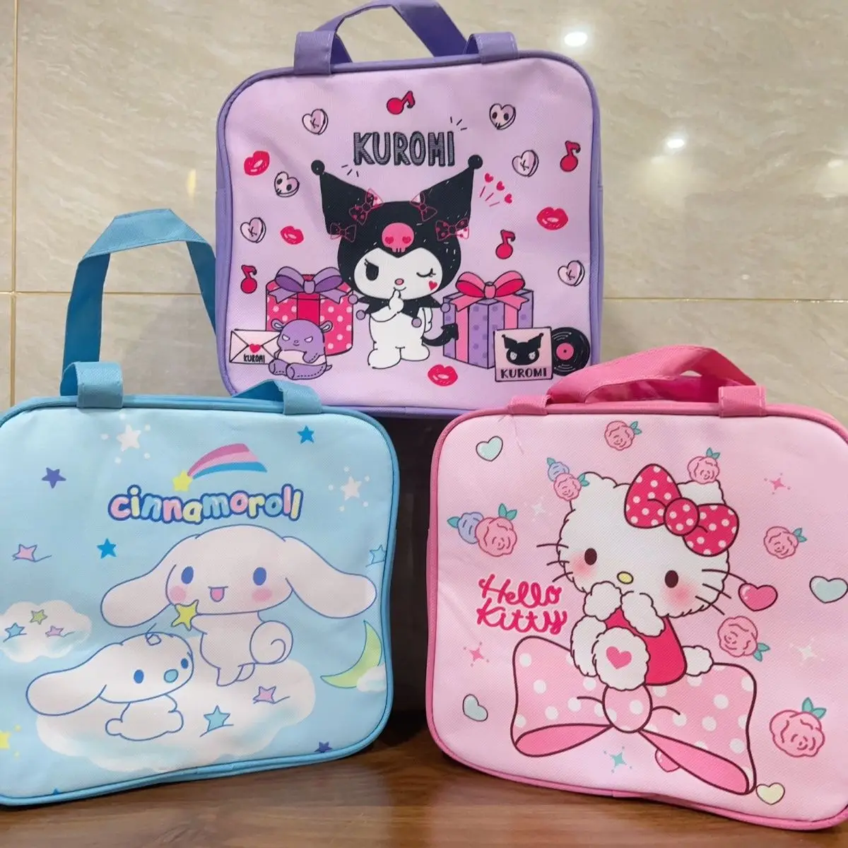 

Милая вместительная сумка Hello Kitty Kawaii Sanrio аниме понравилось Kuromi Cinnamoroll Портативная сумка для ланча бэнто для студентов