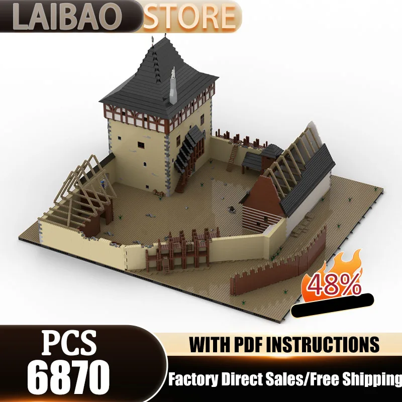 

Модель средневекового замка MOC: Технологичные модульные блоки для сборки, подарки, рождественские игрушки, наборы для самостоятельной сборки