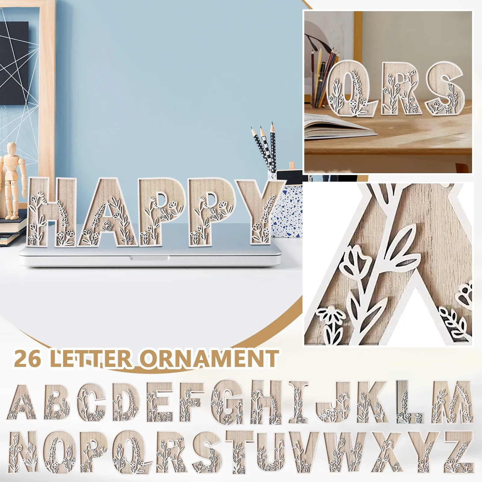 12.5cm Wood Letter Alphabet Art Crafts Diy Wedding Birthday Xmas Party Home Decoration Flower Boho Ornaments Personalized Design