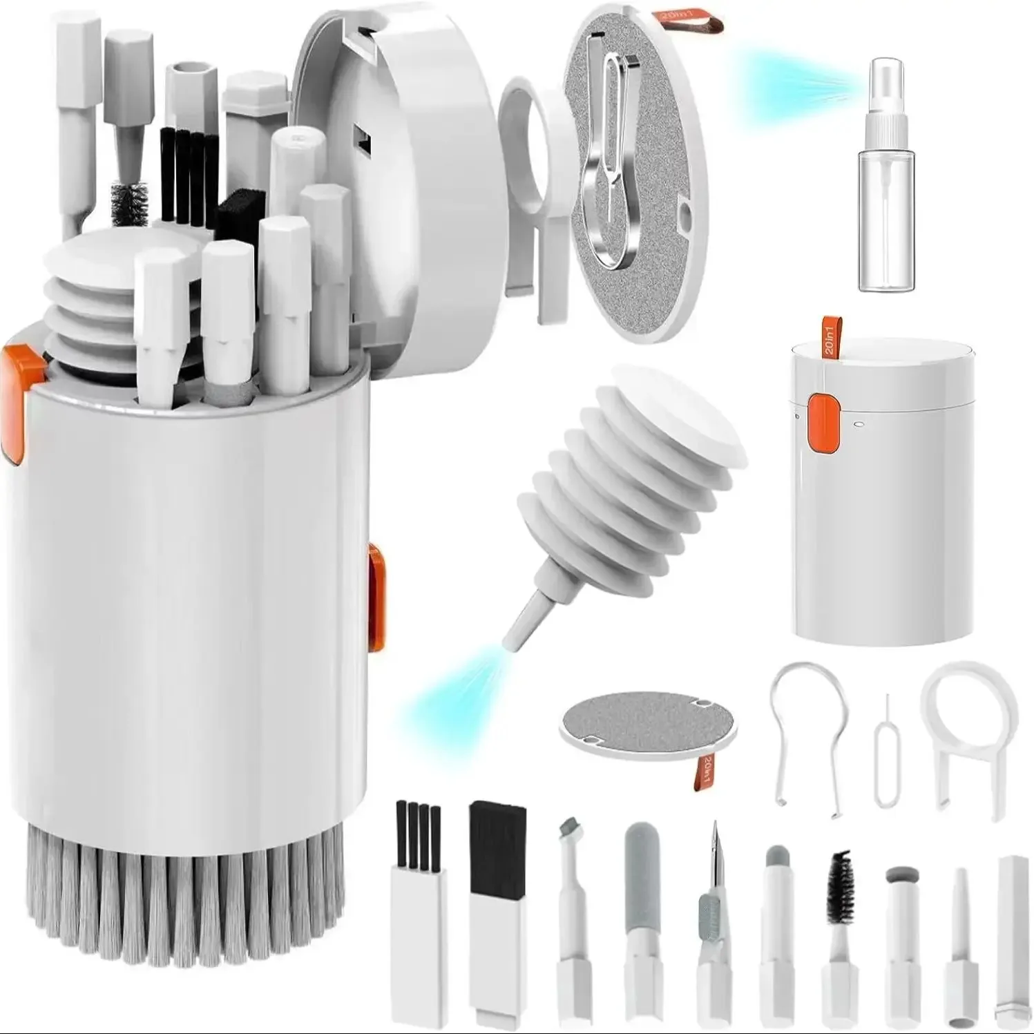 20 in 1 Multi-Functional Electronics Cleaning Kit - Keyboard/Earphones/Phone/Laptop Cleaner with Keycap Puller & Microfiber Clot