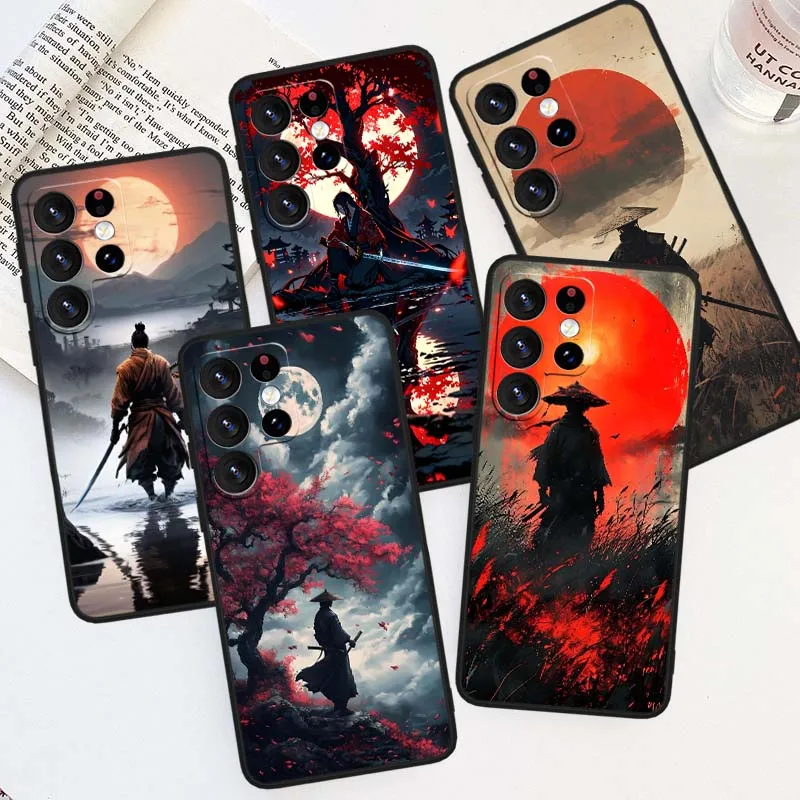 Samurai Sunset Cover For Samsung Galaxy F36 F56 M56  Note 20 10 Lite Soft Black Straight Edge Phone Case