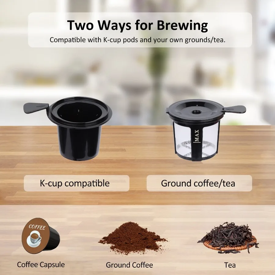 2 in 1 Single Serve Coffee Maker for K Cup Pods and Ground Coffee, Mini K Cup Coffee Machine with 6 to 14 oz Brew Sizes, Single - view 4