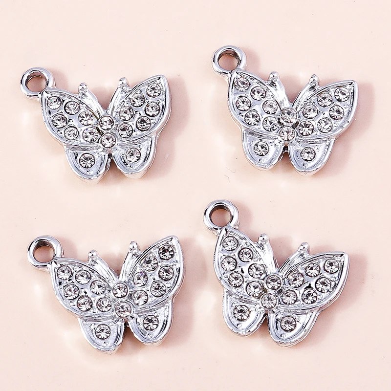 

20pcs 17x18mm Cute Crystal Alloy Animal Butterfly Charms Pendants for Jewelry Making Necklaces Earrings Bracelets DIY Craft Gift