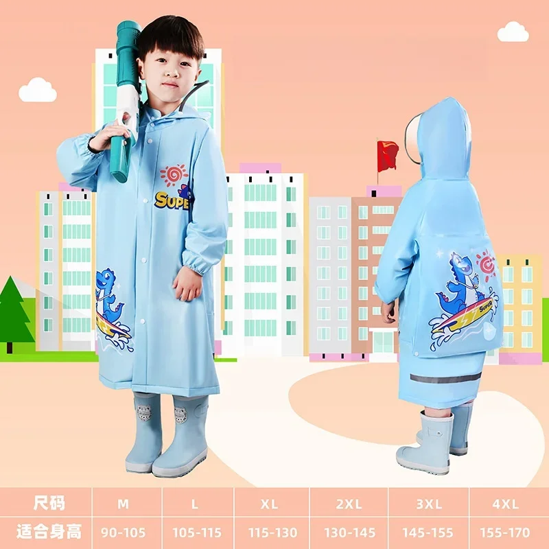 Cute Kids Waterproof Rain Coat PVC Children\'s Raincoat With Schoolbag Position Rain Poncho Rain Coat Jacket Student RainWear