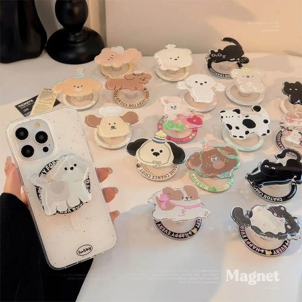 

Cute Bear Animal Magnetic Phone Griptok Grip Tok Stand, Funny Adjustable Phone Stand Holder Support for IPhone 15 14 Pad