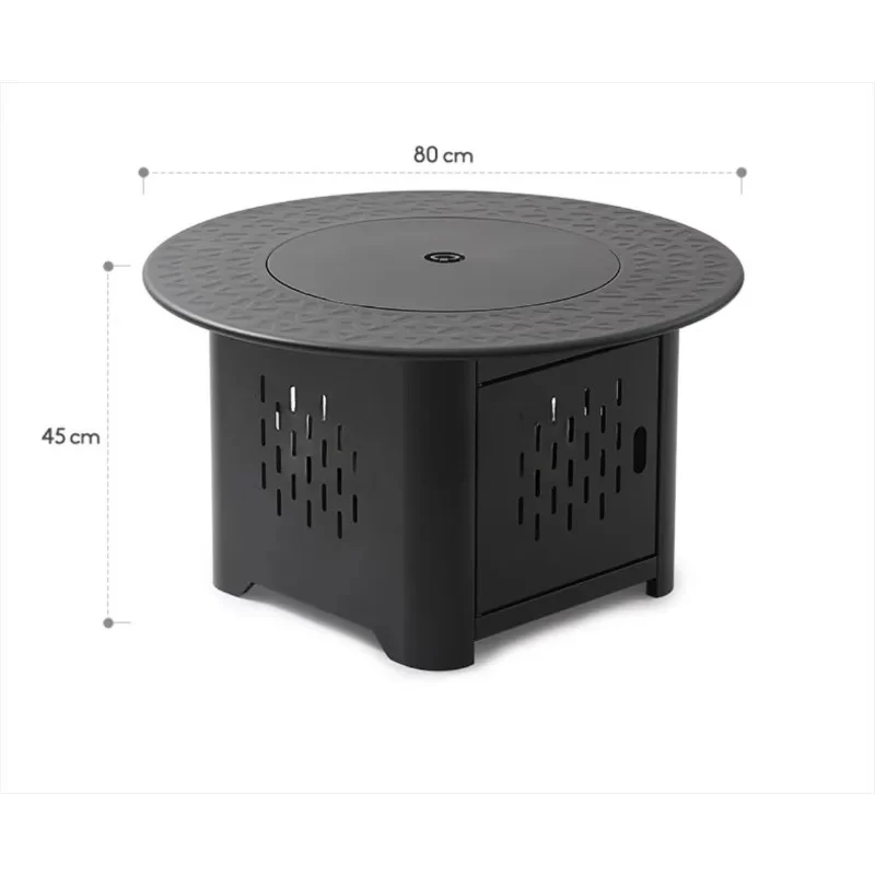

Round Stove Side Tea Table - Multifunctional Charcoal BBQ & Heating Stove Heavy Duty Rustproof for Home Patio Indoor Outdoor