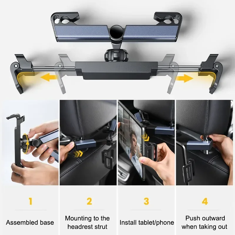 Telescopic Car Phone Holder Tablet Holder Anti Shake Tablet Mount 4-12.9 inch Universal Phone Stand for iPhone iPad