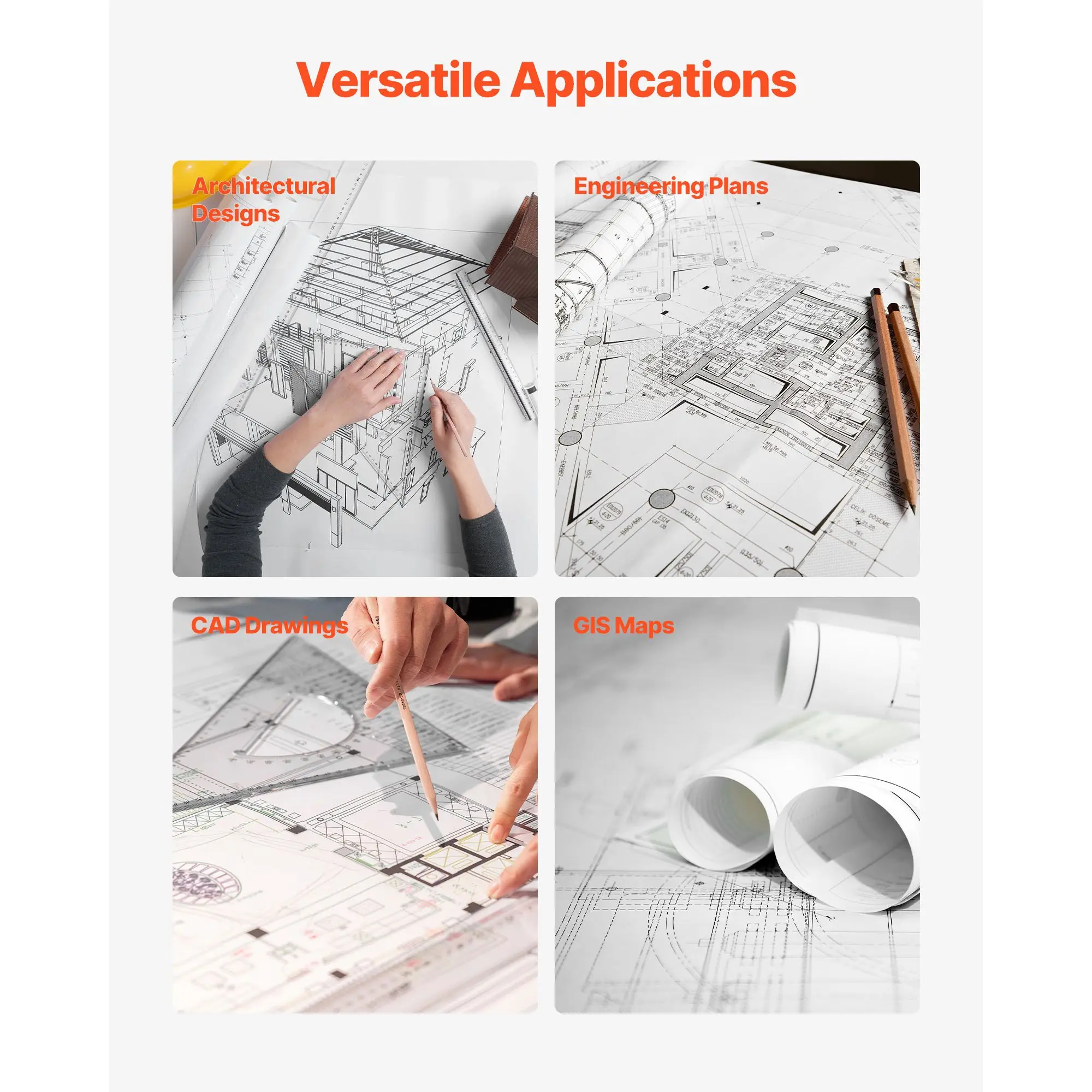 Wide Format Paper, 24 in X 150 Ft Plotter Roll, 2 Rolls CAD Bond Rolls with 2 in Core, 20 LB Bond Paper Rolls, Ideal for CAD