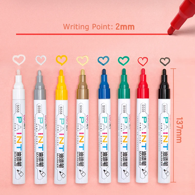 Deli Paint Pen Plumones Firepaint Coloring Tire Graffiti Signature Pen Marker Pen Furniture Car Repainting Pen Does Not Fade