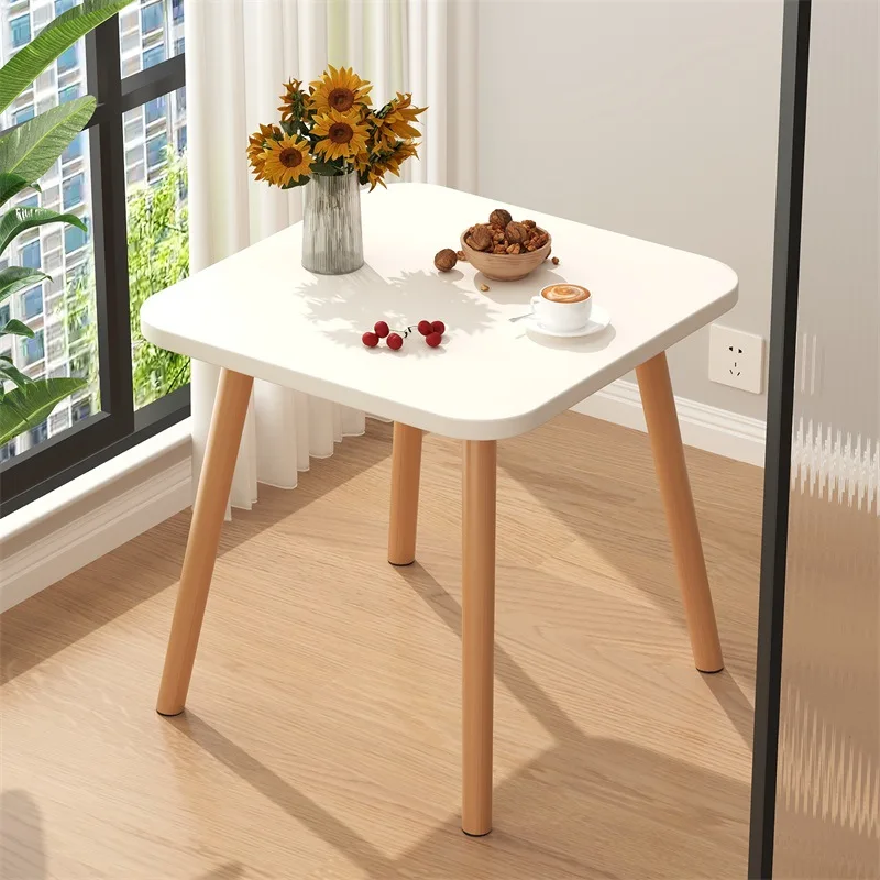 Square Wooden Table Square Household Table Sofa Bedside Balcony Small Coffee Table