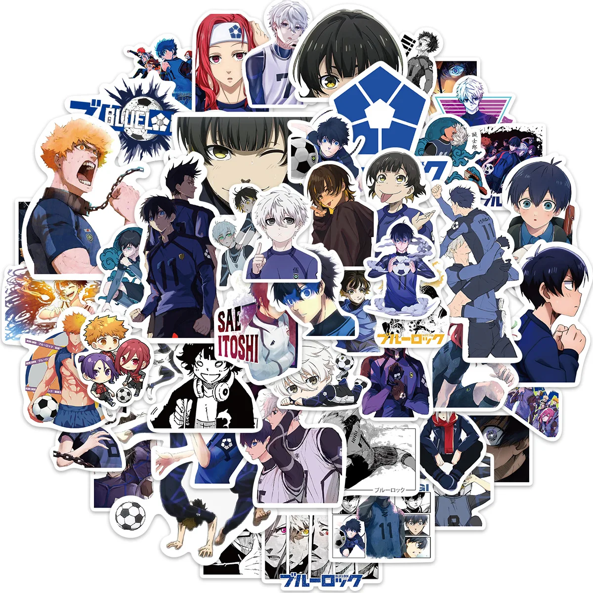 50pcs Anime Blue Lock Blue Prison Graffiti Stickers Waterproof Suitcase Skateboard Stickers Decoration Supplies