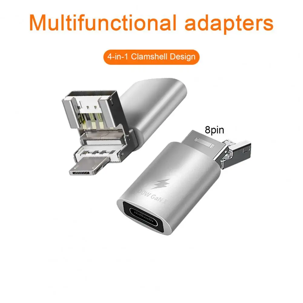 Portable Useful Lightweight Mobile Phone Adapter 4-in-1 Clamshell Design Mobile Phone Accessories