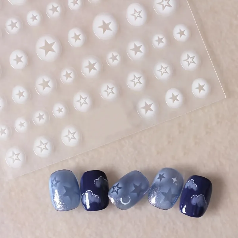 1PC White Translucent Butterfly Heart Nail Sticker Press-On Decals Hollow Bloom Star Shape Sliders for DIY Nail Art