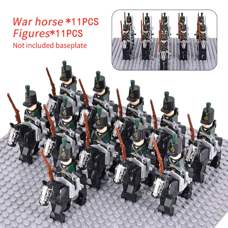 WW2 Military French Dragoon British Soldiers Cavalry Knights Figures Army Scottish Fuisiler Building Blocks Weapons Brick Toys