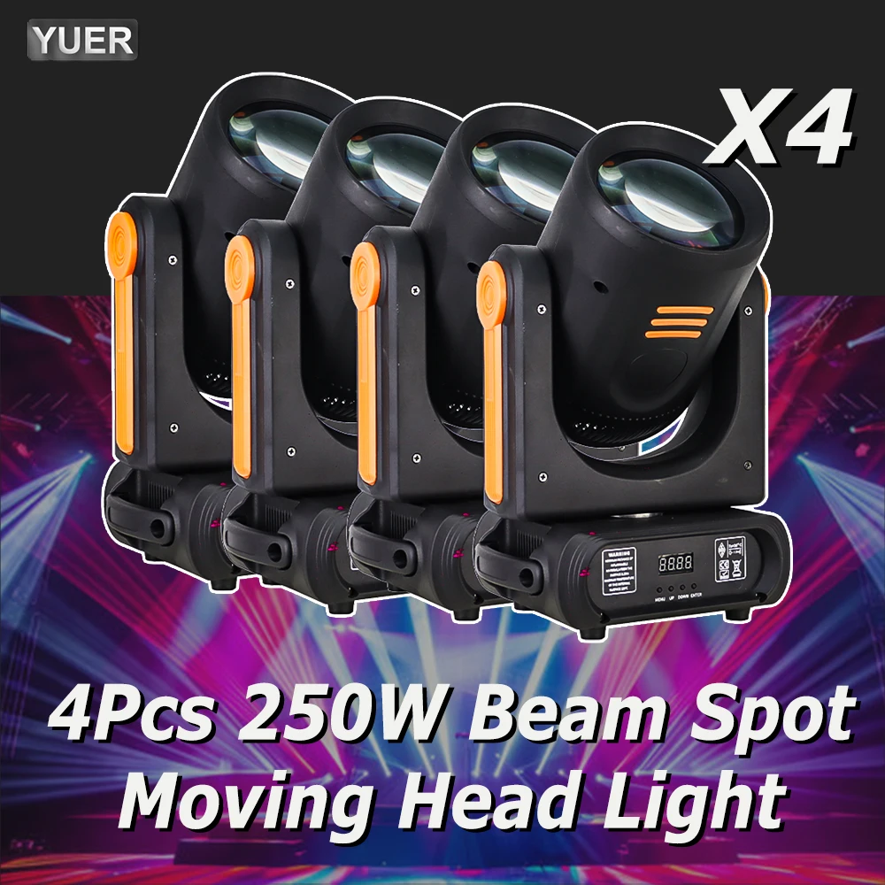 

4Pcs/lot 250W Beam Spot LED Moving Head Light With 18 Prism Half Colors Dj Dmx Lighting For Disco Club Wedding Bar Stage Effect