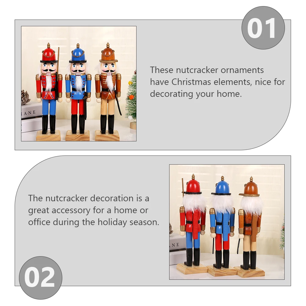 

Wooden Nutcracker Decoration Christmas Ornament for Home Office Desktop Table Bookshelf Holiday Party Xmas Gift Festive Wooden