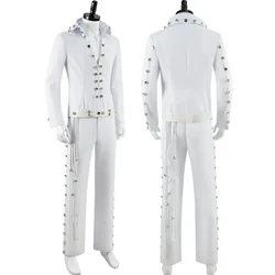Movie Presley Cosplay Costume Adult Mens White Shirt Pants Suits Halloween Carnival Costume