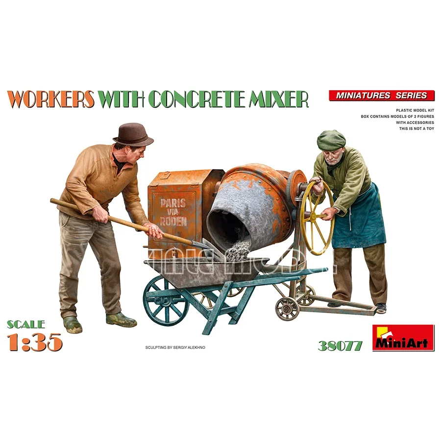 

MiniArt Plastic Assembling Model Kit 38077 Workers Using Concrete Mixer 1/35