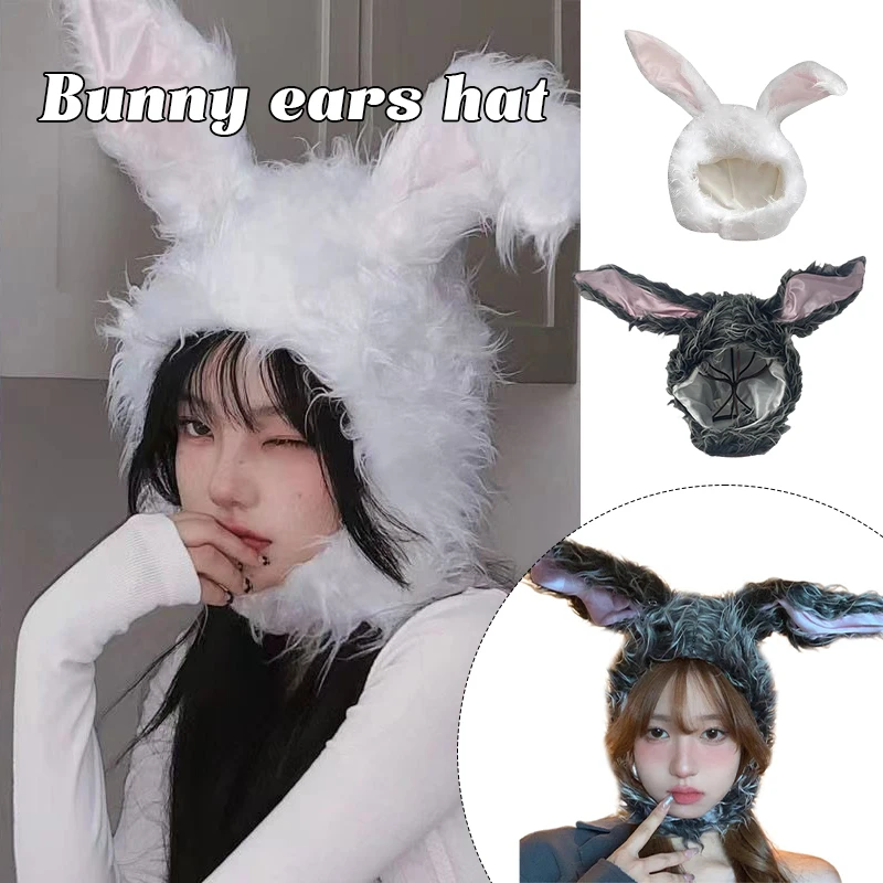 Rabbit Bunny Ears Hat Cute Girl Plush Soft Costume Headwear Cap Photo Props Party Cosplay Prop Earflap Warmer Caps