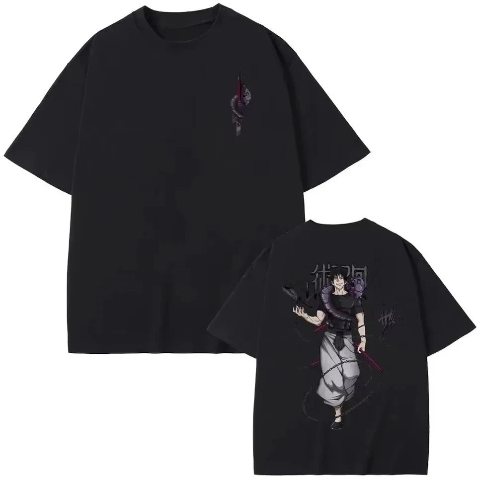 Anime Jujutsu Kaisen Toji Fushiguro Front Back Printed T-shirt Sorcerer Killer Manga Graphic Tee Harajuku Streetwear Cotton