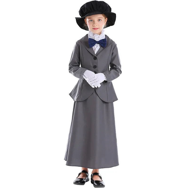 

Umorden Girls English Magic Nanny Costume Kids Child Outfit Mary Poppins Cosplay Fantasia Halloween Mardi Gras Dress Up