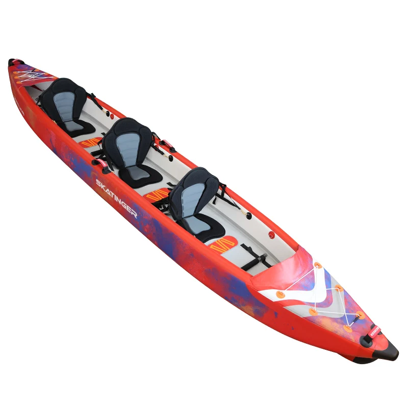 Skatinger Full Drop Stitch 3-Person Inflatable Kayak High Pressure 4m Kajak Canoekayak for Fishing 2 Year OEM Repair Kayak Sale