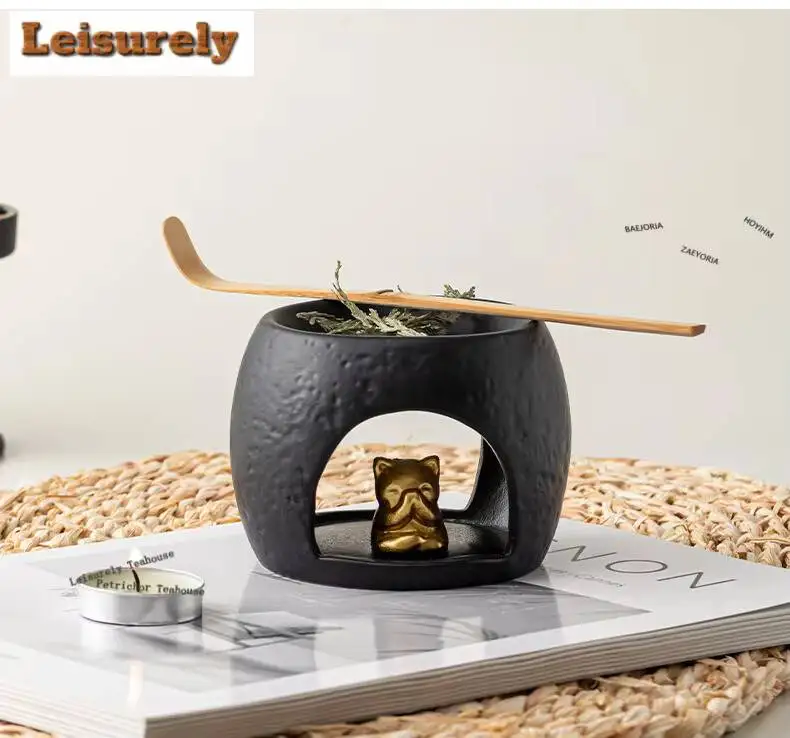 Wishing Cat Tea Warmer Holder Tea Jug Heater Candle Heater Stove Household Kettle Stand Baked Milk Jar Carbon Furnace Tea Items