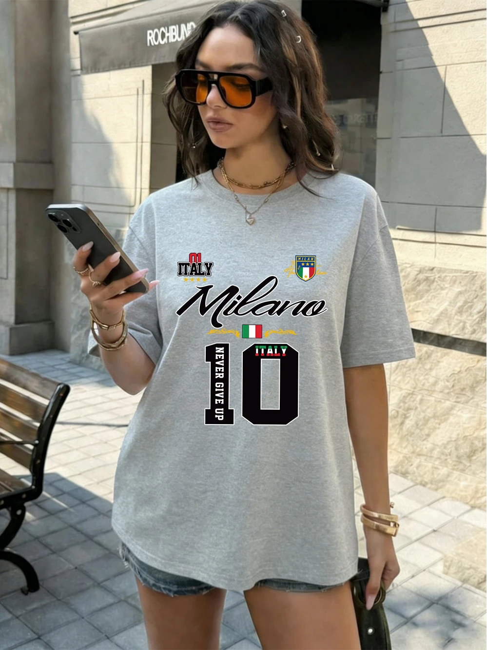 

Женские летние футболки оверсайз Milano Never Give Up 10 с принтом, хлопковые, с круглым вырезом, мягкие, с коротким рукавом, базовая одежда