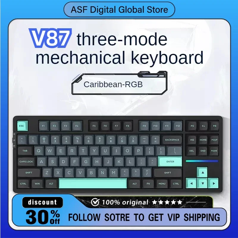 

VGN V87 Wireless Three-mode Mechanical Keyboard Customized Gasket Structure Full-key Hot-swappable RGB Mechanical Keyboard