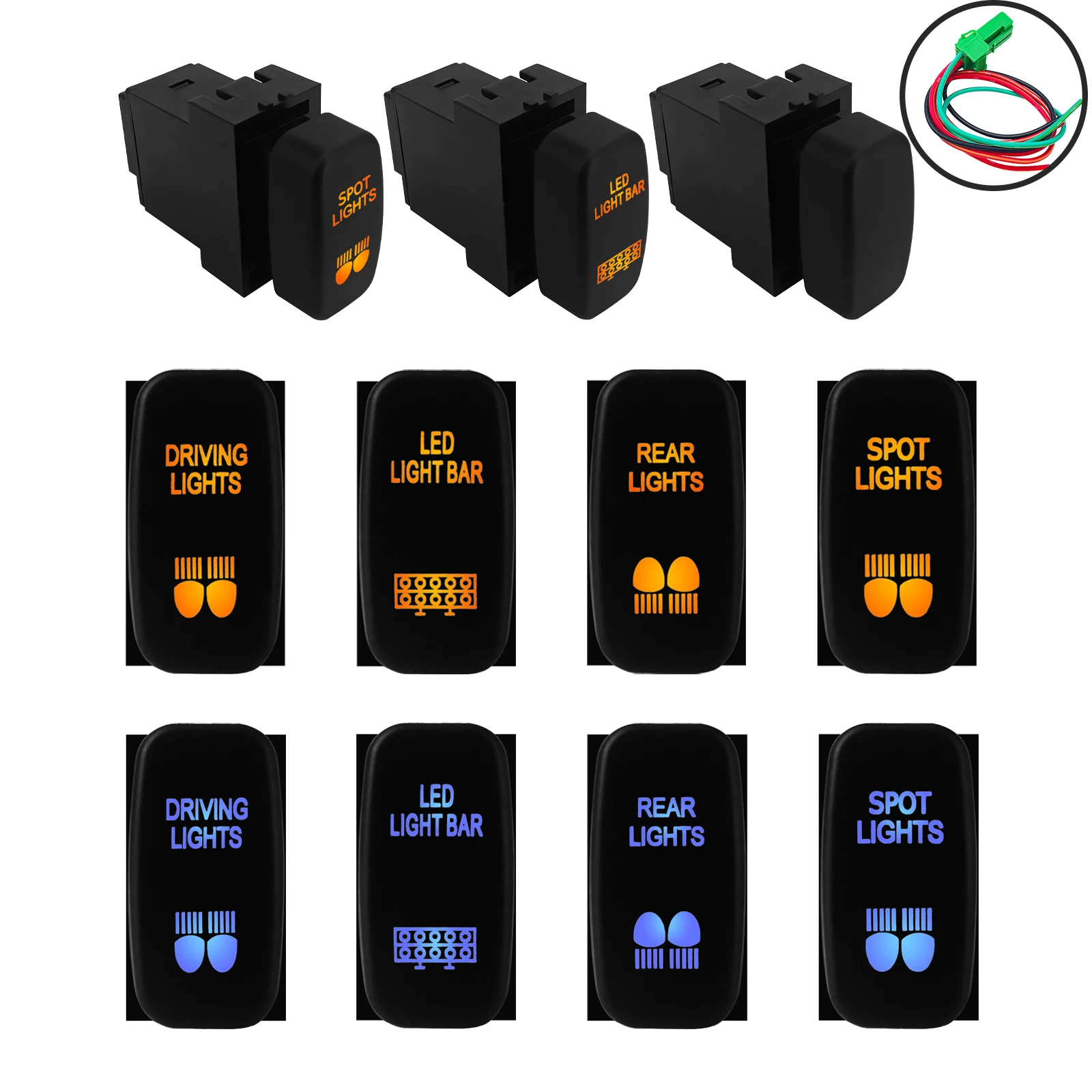 12V Car Push Button Orange / Blue Led ON OFF Push Button Switch For Mitsubishi Pajero V73 V93 Triton Lancer EX Galant Outlander