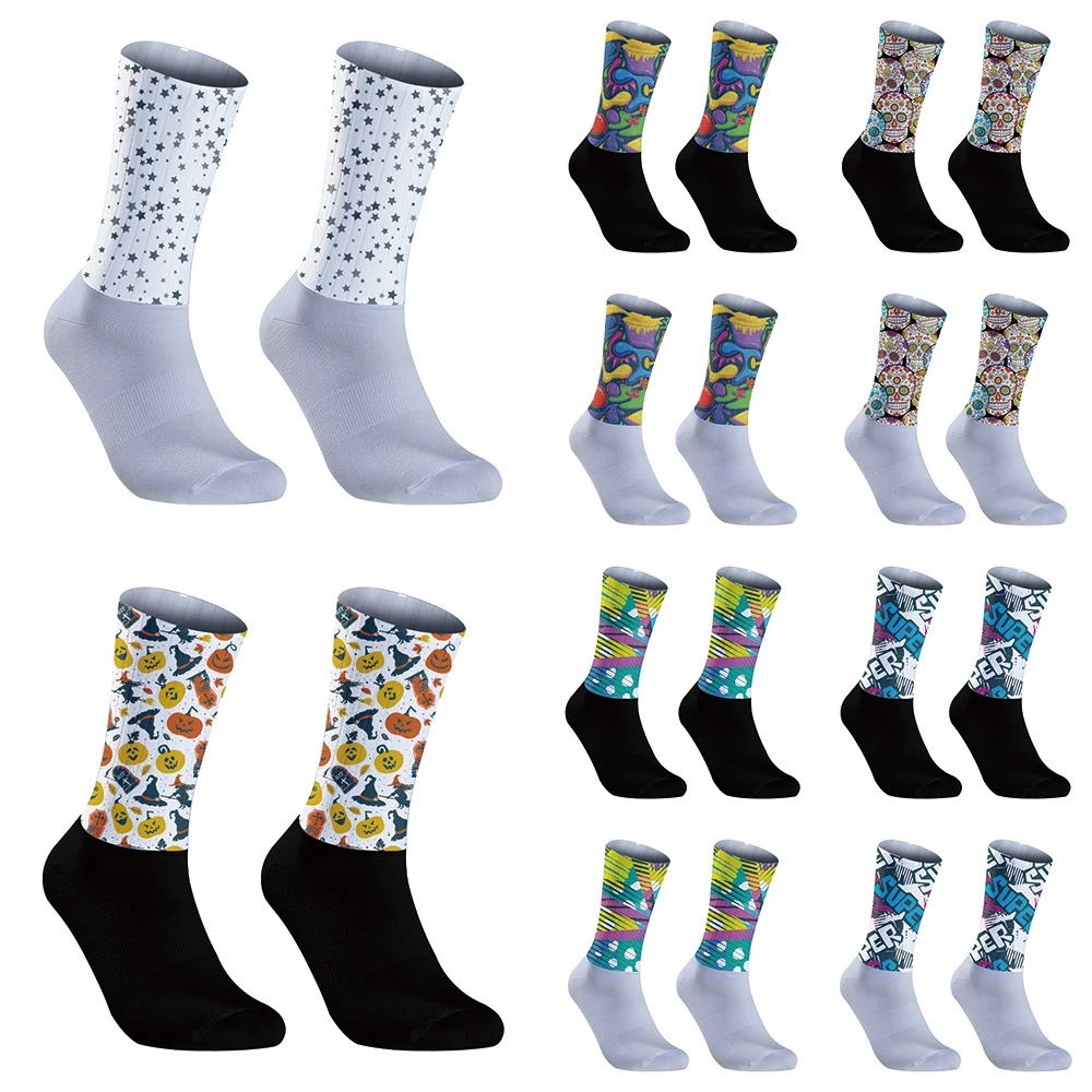 

Men Bike Women Breathable Road Cycling Socks 2024 New Anti Slip Silicone Seamless Aero Socks