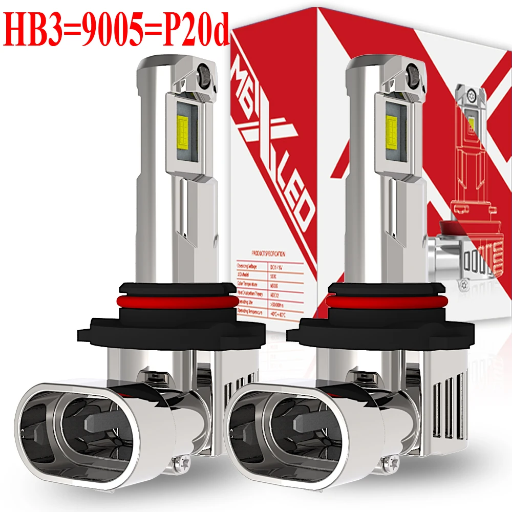 

2pcs HB3 P20d LED Headlight Car Turbo Diode Bulb 9005 Powerful Canbus Error Free White Moto Fog Lamp 12V 55W No Adapter Needed