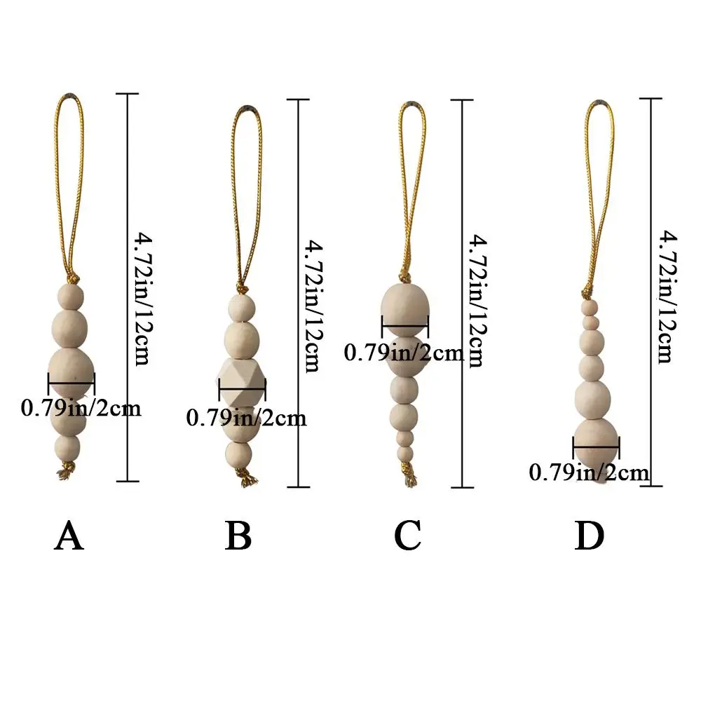 3pcs Round Christmas Tree Wooden Beaded String Handcrafted Hanging Wooden Bead String Pendant Decorative Christmas Tree Pendant