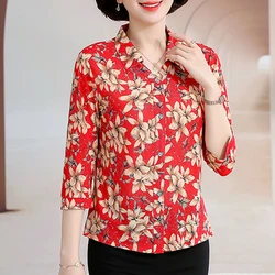 Elegant Summer Top Female Shirt  2024 Casual Loose Woman Vintage Blouse Summer Clothes