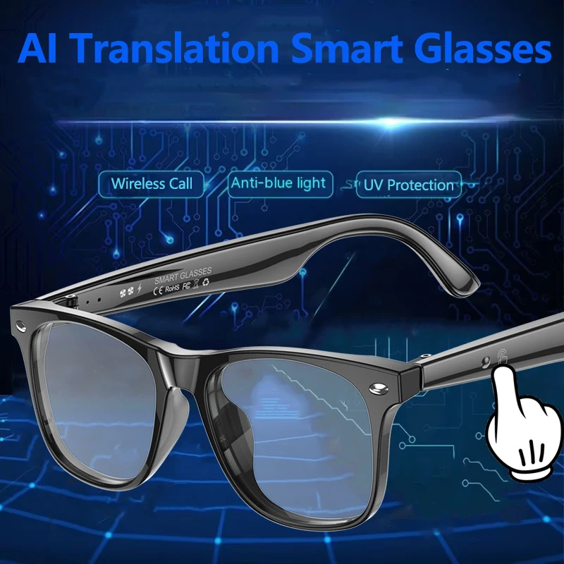 

LIGE New Smart Glasses 163 Languages AI Real-time Translation Bluetooth Call Voice Eyeglasses Music Outdoor Sport Sunglasses Men